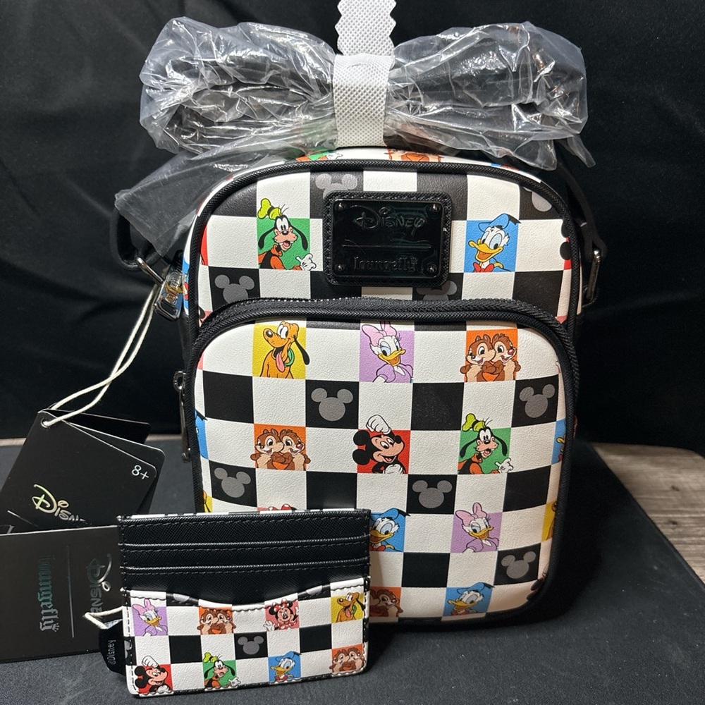 Loungefly Checkered Character Backpack and Wallet